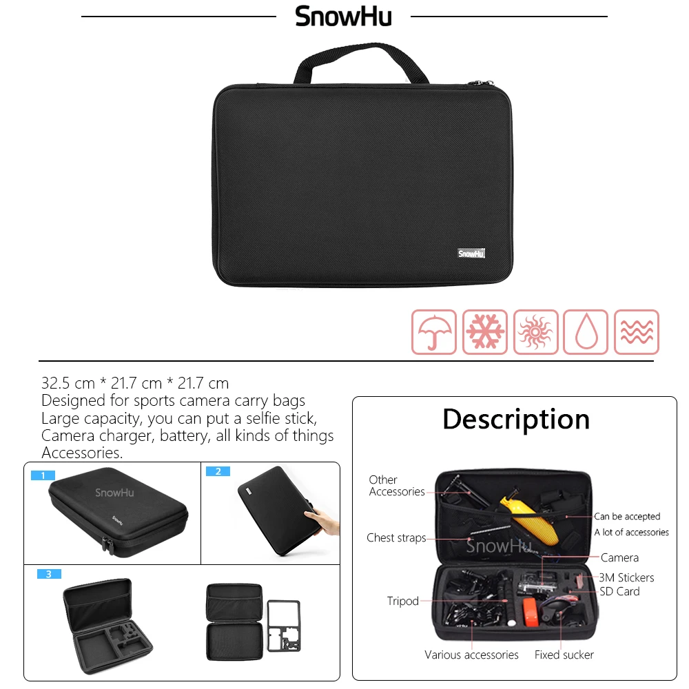 SnowHu для Xiaomi Yi набор аксессуаров водонепроницаемый чехол защитная рамка нагрудный пояс с креплением монопод для Xiao yi 1 камера GS56