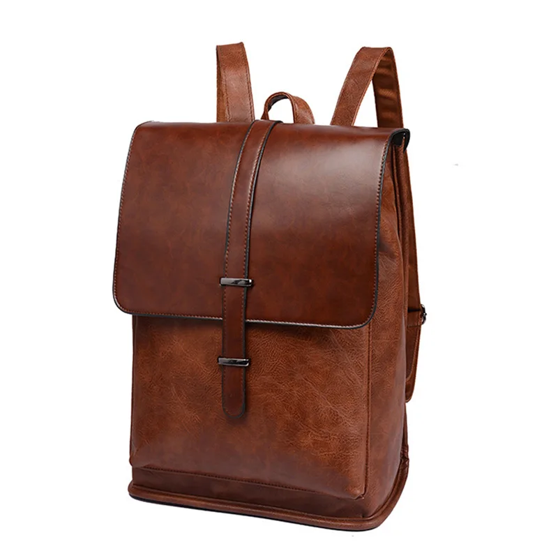 

Men's Retro PU Leather Shoulder Bag Waterproof Backpack School Bag Students Large Capacity Travel Computer Shoulder Backpack