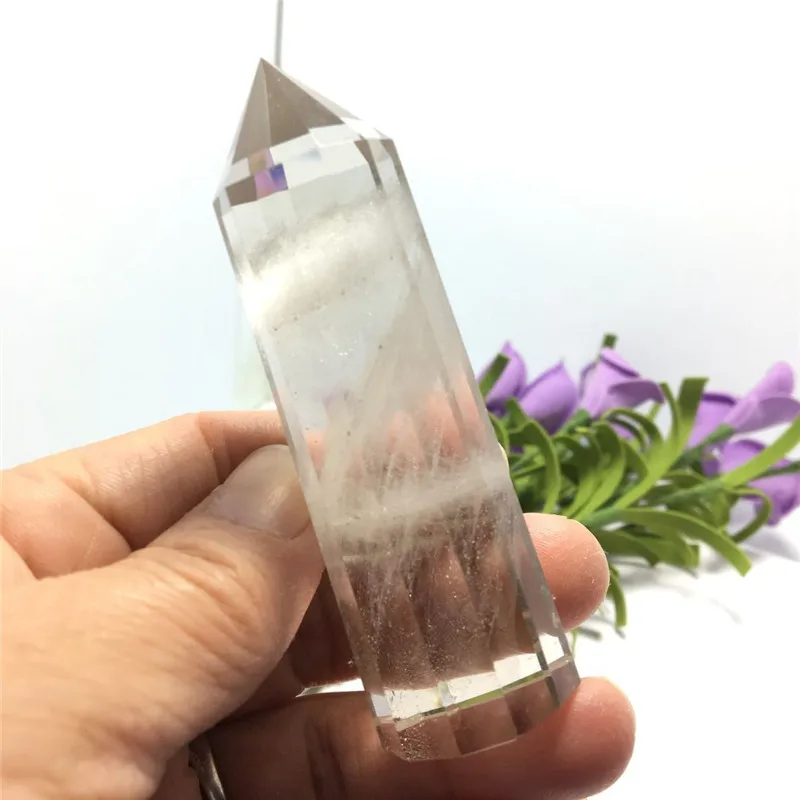 

One and Only Natural Clear Quartz Crystal Point With Z or 2 Inside Polished 12 Facets Healing Chakra Stone