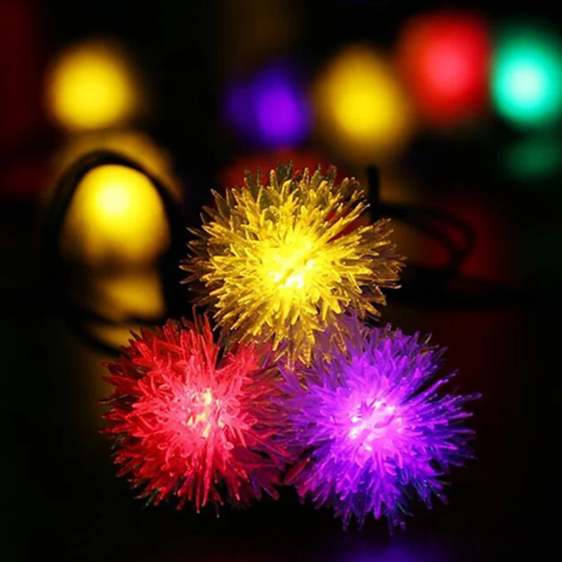 6.5M30LED Solar Lamp Outdoor Fairy String Lights Solar Hair Ball String Solar Power Lamp Christmas Wedding Decoration (5)