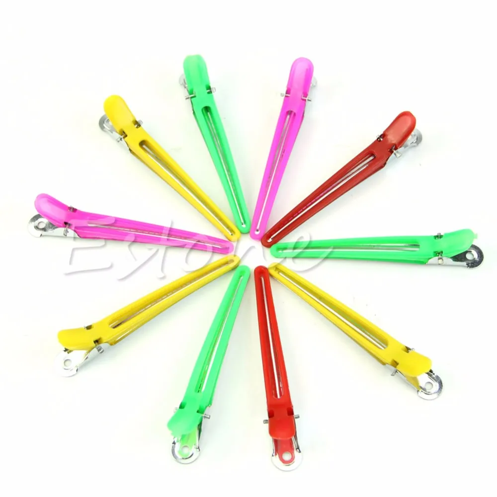 

10X Colorful Hairdressing Sectioning Clips Duck Clamps Hair Salon Styling Grip
