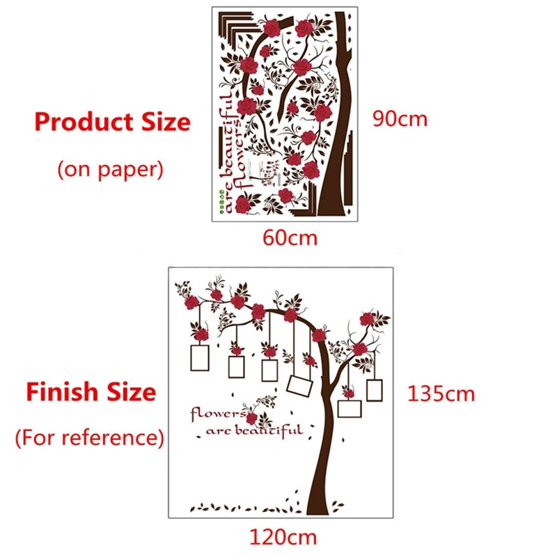 1 set Large  Family Tree Photo Frame Removable Wall Sticker Love Tree Love You Forever Bird Butterfly Decal