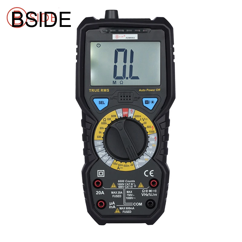 

BSIDE ADM08A Auto Range Digital Multimeter 6000 Counts True RMS LCD Display Multimeter Frequency Diode NCV Tester Multitool