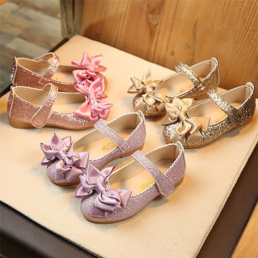 

School Shoes For Girls 2018 New Plus Size For 1~9T Girl Princess Party Bowknot Dance Nubuck Leather Single Shoes Dropshipping