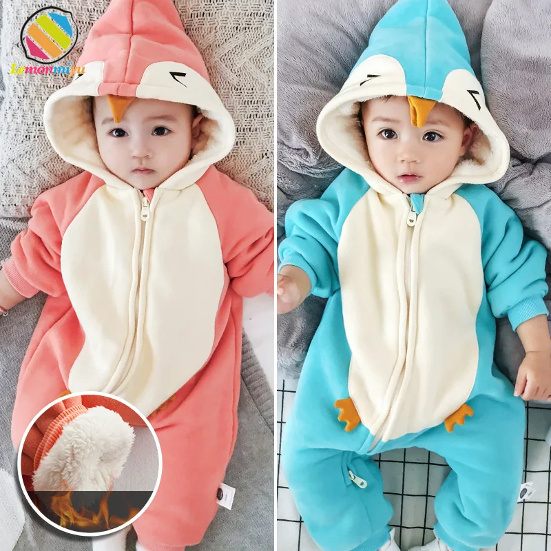 Baby Overall Winter Flanell - Süßer Tier Strampler Mit Kapuze