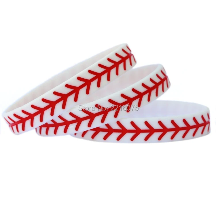 300pcs Baseball Design silicone wristband rubber bracelets free