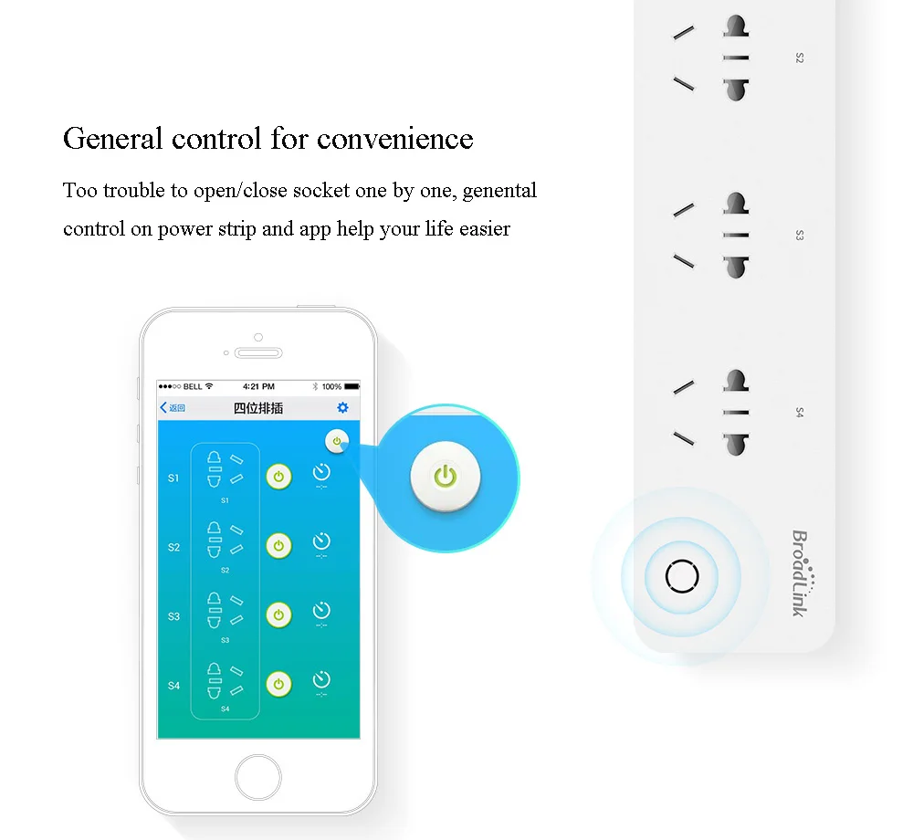 Broadlink силовая полоса MP1 WiFi умная розетка 4 гнезда AU UK US EU адаптер APP пульт дистанционного управления 250В 10А 2500 Вт 1,5 м дорожная силовая полоса
