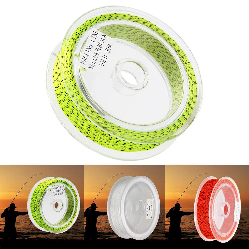 fly fishing 1 Piece WhiteGreenRed Color 50M Backing Line 30LB Braided Line Fly Backing Line 8 Weaves with Box Bass EA14