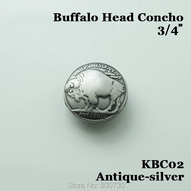 

(KBC02) 10pc Metal belt concho 3/4'' Buffalo Head Concho Screwback Antique-Silver