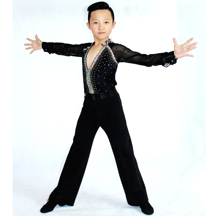 boys-kids-modern-ballroom-latin-rumba-dance-shirts-sexy-deep-v-neck-competition-dance-costumes-velvet-latin-dance-wear