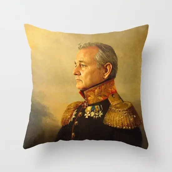 

Will Smith Steve Jobs Bill Murray Cushion Covers Military Oil Paint Pillow Case 45X45cm Bedroom Sofa Decoration
