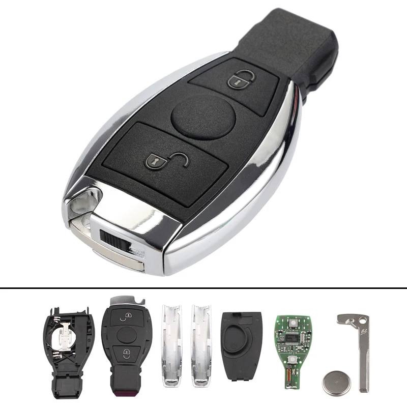 

434MHz 2 Buttons Portable Keyless Uncut Flip Remote Key Fob with NEC&BGA Key Shell Replacement Case for Mercedes BENZ 2000