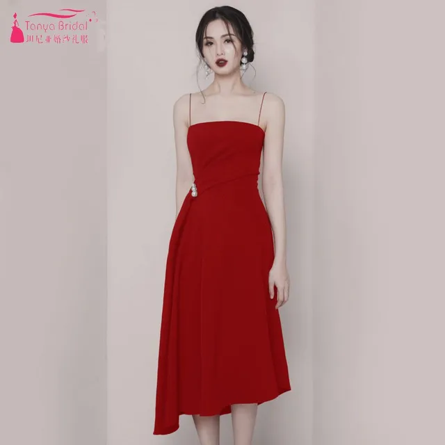 Special Price TANYA BIRDAL A Line Red Short Tea-Length Bridesmaid Dresses 2019 New Simple Black Wedding Guest Party Dress JQ374 Special Price TANYA BIRDAL A Line Red Short Tea-Length Bridesmaid Dresses 2019 New Simple Black Wedding Guest Party Dress JQ374