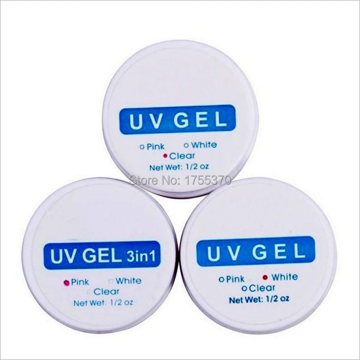 

3Pcs Per Set Clear Pink White Colors Nail UV Gel Professional Nails Art Tips Salon Tools