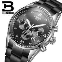 Швейцарские часы мужские люксовый бренд Бингер кварцевые мульти дисплей спортивные силиконовые наручные часы водонепроницаемые B1101