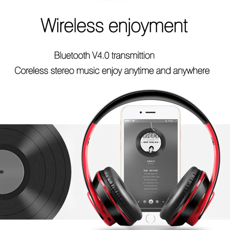Hot Wireless Stereo Bluetooth Over Ear Headphones With Microphone And Tf Card Play For Kids Children Women Men