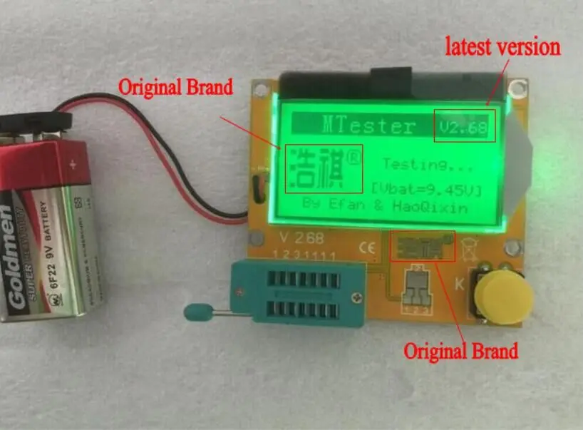 

Mega328 Digital Transistor Tester Diode Triode Capacitance ESR Meter MOS/PNP/NPN LCR 12864 LCD screen