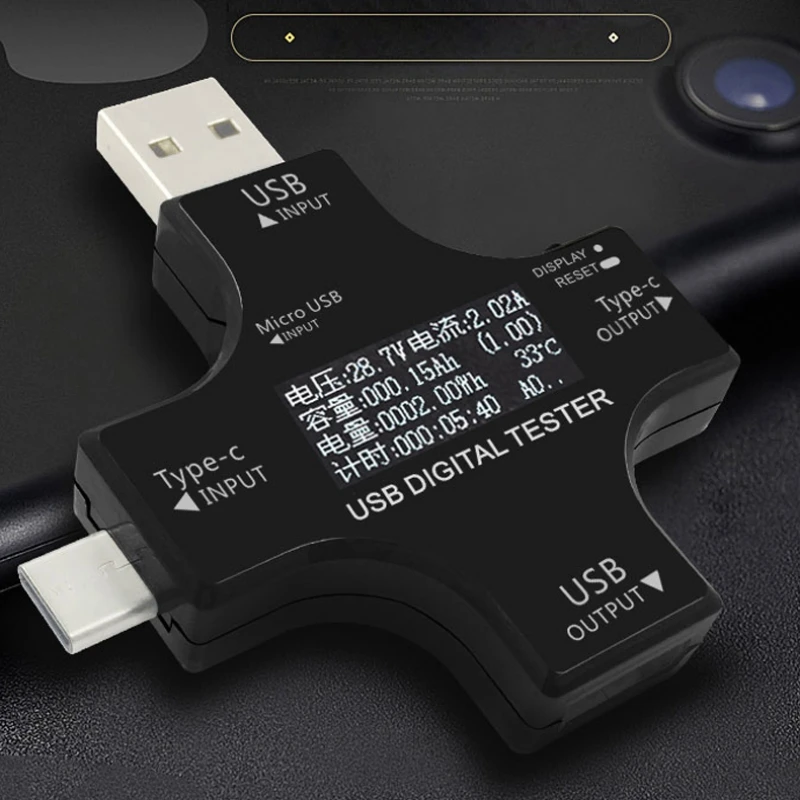 usb type-C измеритель мощности тестеры 2 в 1 type C USB тестер ЖК-цифровой мультиметр с измерением напряжения и тока измеритель зарядного устройства индикатор