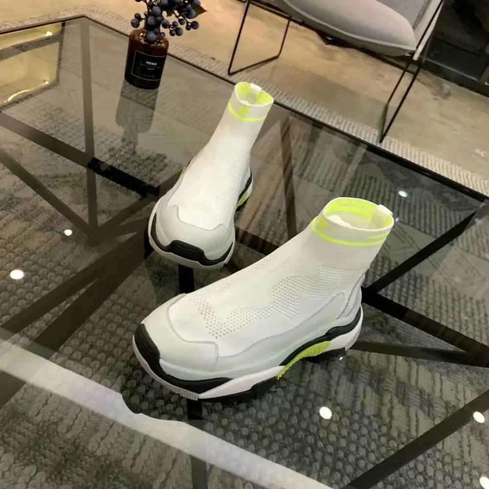 New Fashion Stretch Socks Boots Woman Slip-on Thick Sloe Flats Casual Shoes Breathable High Quality Women Sneakers Ankle Boots