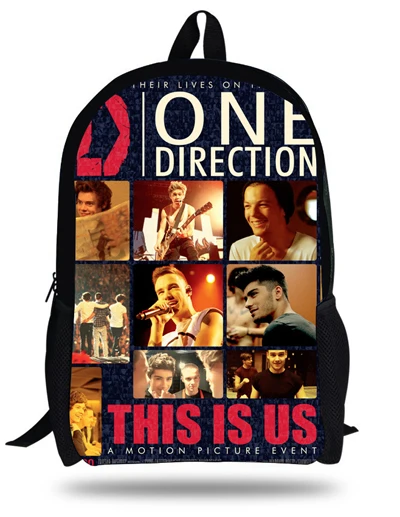 16-дюймовый Mochila школьный детский рюкзак 1D One Direction мешок школы для девочек для подростков, одежда для девочек и мальчиков, верхняя одежда с принтом «сумкой» Mochila Escolar Infantil - Цвет: Небесно-голубой