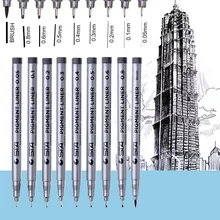 STA 9 шт./компл. микрон маркер для рисования Водонепроницаемый к выцветанию микрон наконечник пера хорошо вкладыш черный эскиз воды манга рисунок маркер для белой доски