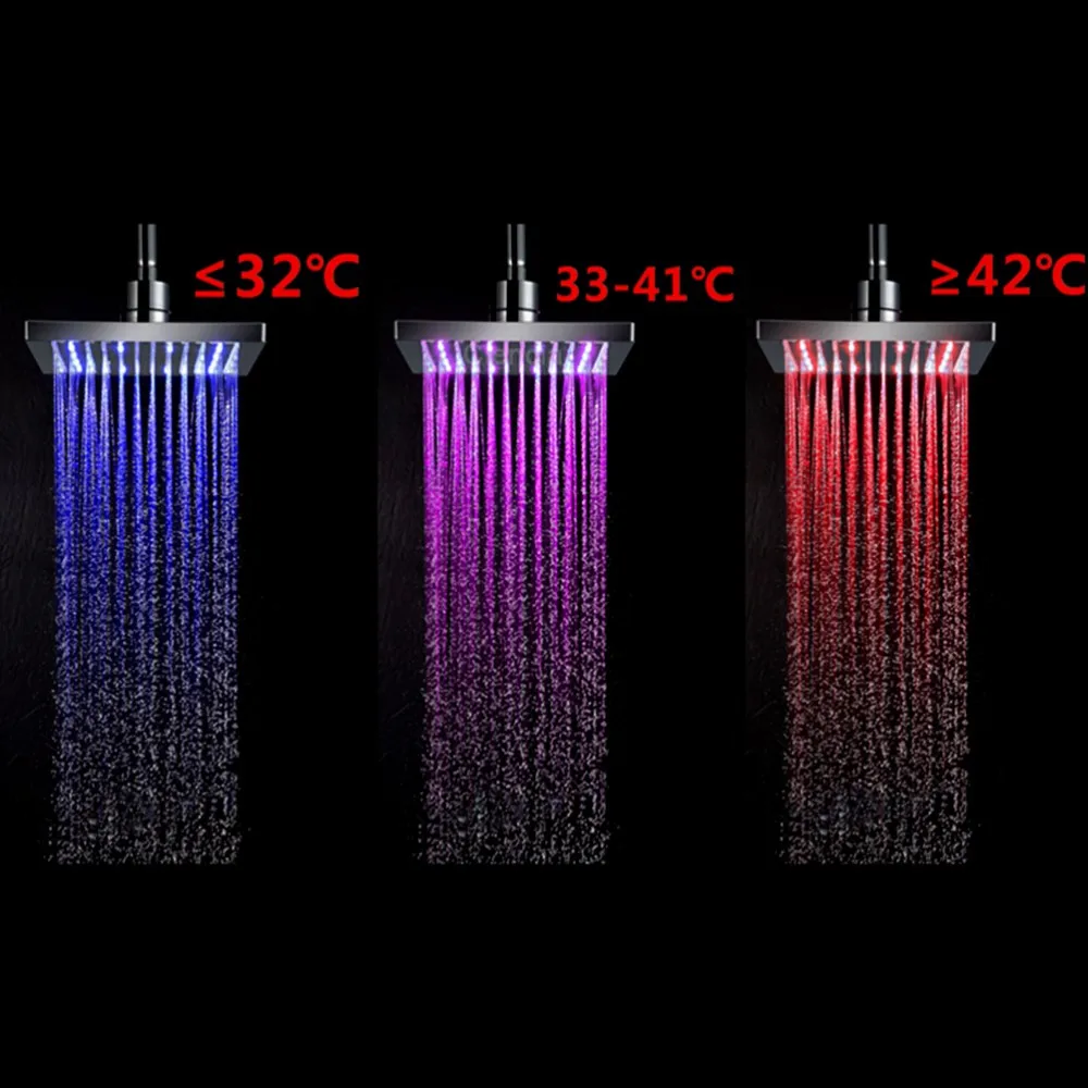 7 Цветов автоматическая Волшебная Светодиодная насадка для душа квадратная дождевая насадка для душа водосберегающая