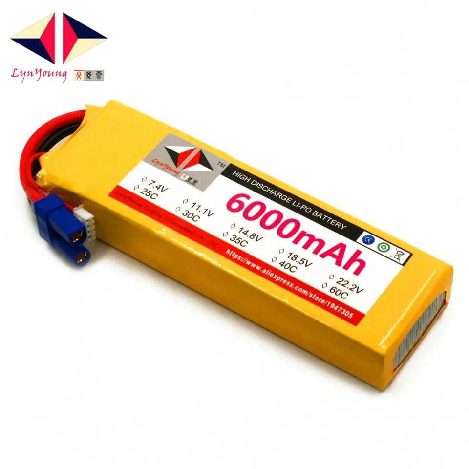 

LYNYOUNG lipo battery 11.1V 6000mAh 30C 3S akku for RC Helicopter plane Quadcopter Car Truck Drone