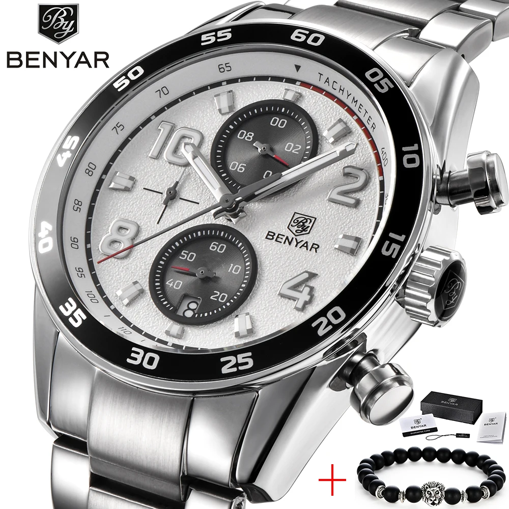

Top Brand Luxury BENYAR 2019 New Men Watch Business Full Steel Quartz Clock Waterproof Sports Male Wristwatch Relogio Masculino