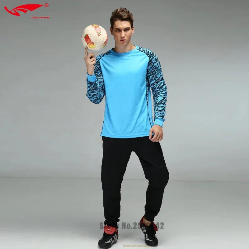 

2017 New Men Soccer Jersey Set Training pant Suits Goalkeeper Jerseys survetement football Shirts Pants Uniforms Knee EVA Sponge