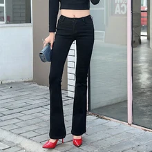 Высококачественные эластичные длинные джинсы, повседневные женские обтягивающие джинсы, джинсовые летние черные женские джинсовые штаны с высокой талией на молнии, новые