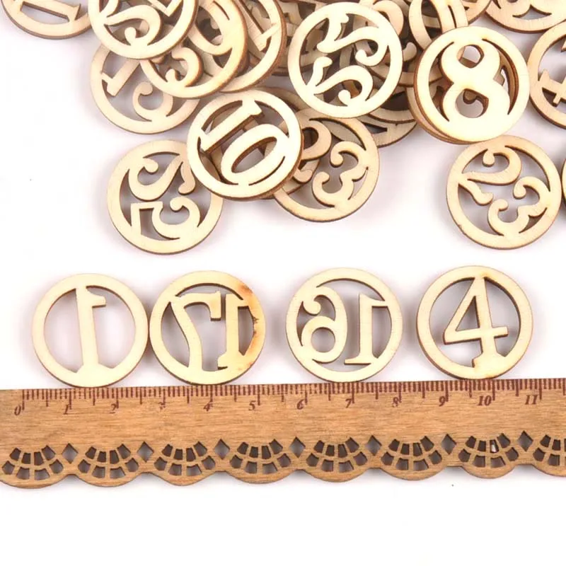 25pcs Random Mixed 1-30 Number Wood DIY Crafts Scrapbook DIY For Home Decor Wooden Ornaments Accessories Embellishment m1780