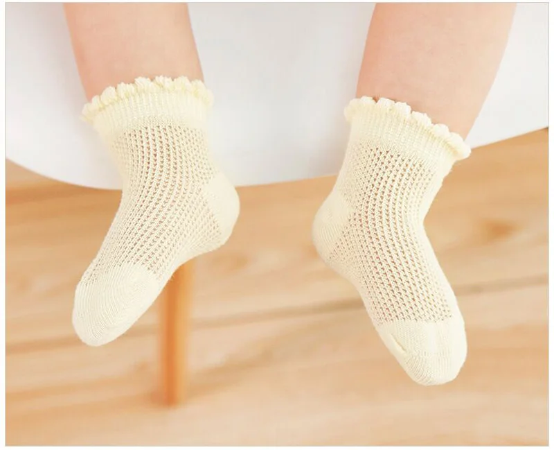 Тонкие носки для мальчиков и девочек, 5 пар весенне-летние хлопковые носки в сеточку для малышей Детские повседневные короткие дышащие носки-башмачки Новинка года, От 0 до 6 лет