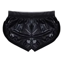 Легкие мягкие кожаные плавки для плавания с эффектом мокрого вида, мужские плавательные пляжные шорты, мужские спортивные костюмы, короткие трусы-боксеры