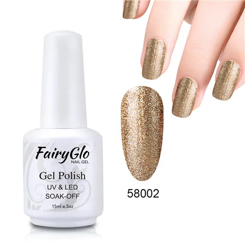 FairyGlo 15 мл Супер Bling Platinum Гель-лак блеск белая бутылка УФ гель лак для ногтей гель светодиодный праймер гель лак для ногтей эмаль - Цвет: 58002