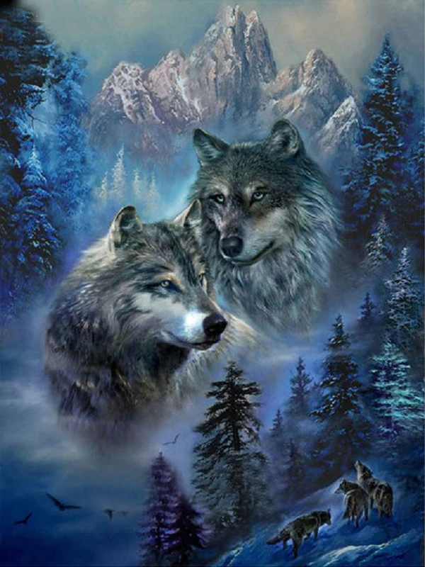 Diyのダイヤモンド塗装クロスステッチ風景アイコンダイヤモンド刺繍ビーズ絵画モザイクパターンスノーウルフ画像 Diamond Painting Cross Stitch Aliexpress