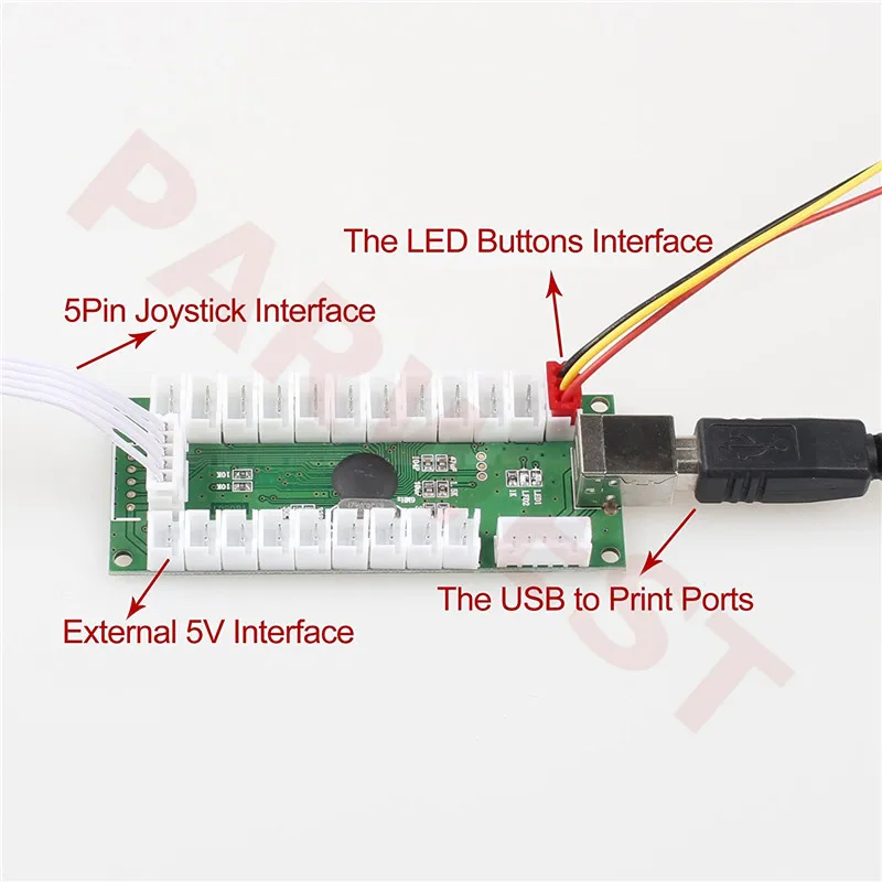 Нулевая задержка игровой светодиодный USB энкодер для ПК светодиодный джойстик совместимый светодиодный джойстик аркадный джойстик DIY Kit