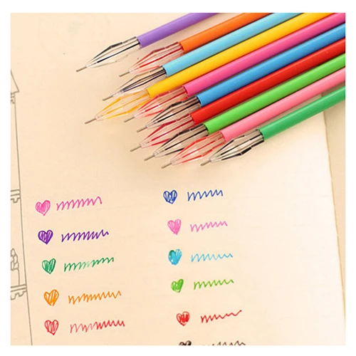 Доступная 12 шт./упак. 0,5 мм красивая детская одежда ярких цветов, тонкий 12 цветная гелевая ручка школьные канцелярские принадлежности