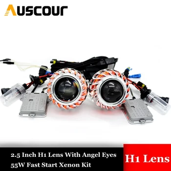 

2.5inch mini h1 Bixenon hid Projector lens led day running white angel eyes H1 H4 H7 retrofit car assembly kit