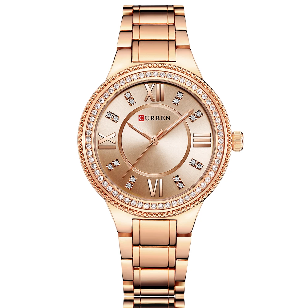 

CURREN Watch Women's Fashion Girl Women Sport Full Steel Clock Woman Rose Gold 2018 Luxury Brand Ladies Watches Relogio Feminino