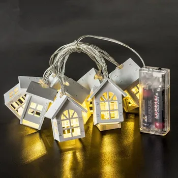 

1.5M 10LED Christmas Decoration Lights String Wooden House Led Christmas Tree House fairy light Home Room Hanging Pendant Decor