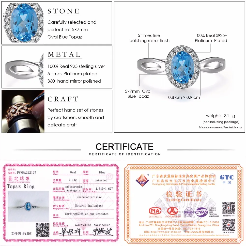 Женский ювелирный комплект из серебра 925 пробы с голубым топазом|jewelry sets|fine