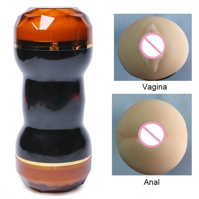 Male Masturbator Double Channel Diamond Masturbation Cup Real Pussy Adult Vagina Oral Anal Sex Product Sex Toys for Men