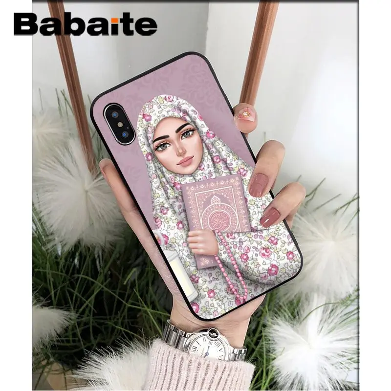 Babaite хиджаб красивый мусульманский женский черный мягкий чехол для телефона для iPhone X XS MAX 6 6S 7 7plus 8 8Plus 5 5S XR