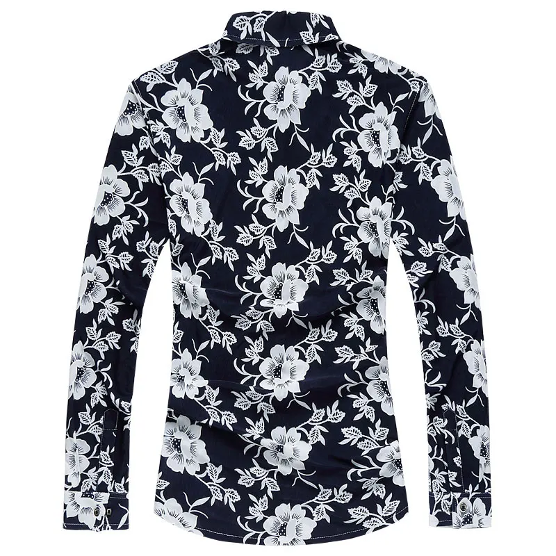 Брендовая мужская рубашка с цветочным принтом Chemise Homme 2018 Весенняя Модная