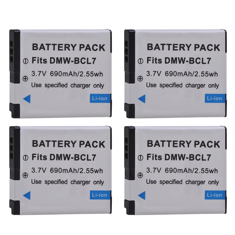 Powertrust 4 Pz Dmw-Bcl7 690 Mah Bcl7 Bcl7E Batterie Per Foto/Videocamera Per Panasonic Lumix Dmc-Dmc-F5, Dmc-Fh10, Dmc-Fs50, Dmc-Sz10, Dmc-Sz9, Sz8
