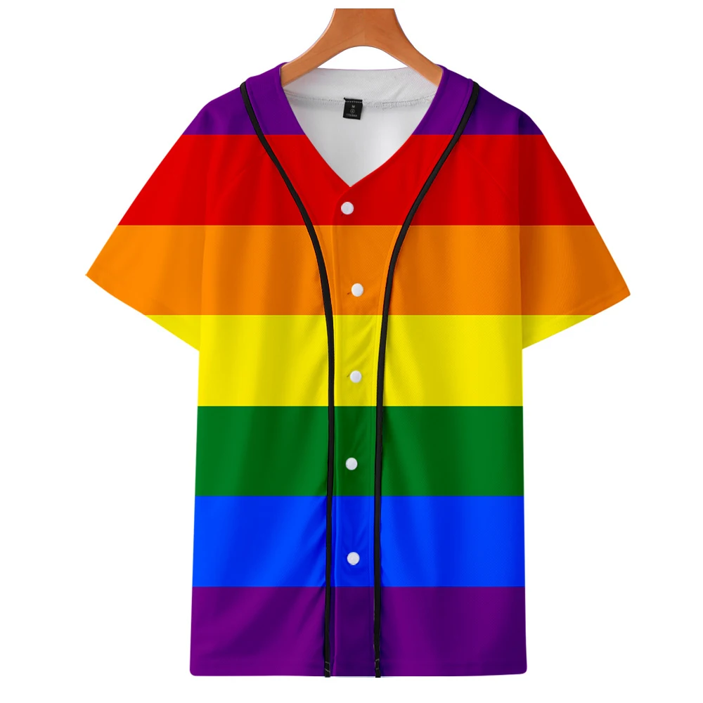 

Summer Men/Women Hawaii Tshirt Harajuku Lgbt Gay Love Lesbian Rainbow Baseball T-shirt Japanese Streetwear Camiseta Feminina