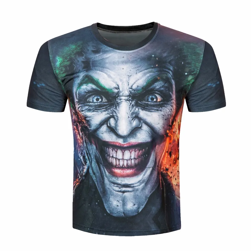 2016 Summer Men Fashion O-neck Casual Skull Wolf 3D Print T Shirt M-XXXXL Cotton Short Sleeve T-shirt | Мужская одежда