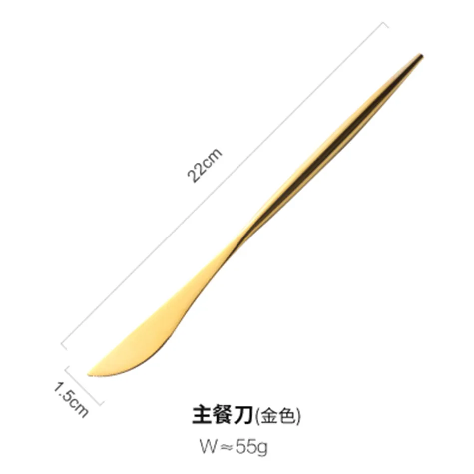 Shinny Mirror 304 Stainless Steel Dinnerware Sets Plating Gold Knife Fork Spoons European Western Food Tableware Cutlery Sets (10)