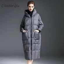 Новое поступление Ceciliayu Новая модная Высококачественная легкая пуховая куртка с капюшоном на 90 белом утином пуху женские утепленные пуховые пальто