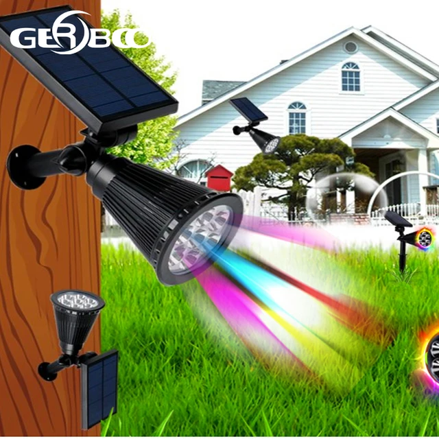 Us 16 97 40 Off 7 Led Spotlight Outdoor Solar Panel Power Adjustable Flood Lights Garden Yard Lawn Wall Lamp Waterproof 7 Colour In 1 In Solar Lamps